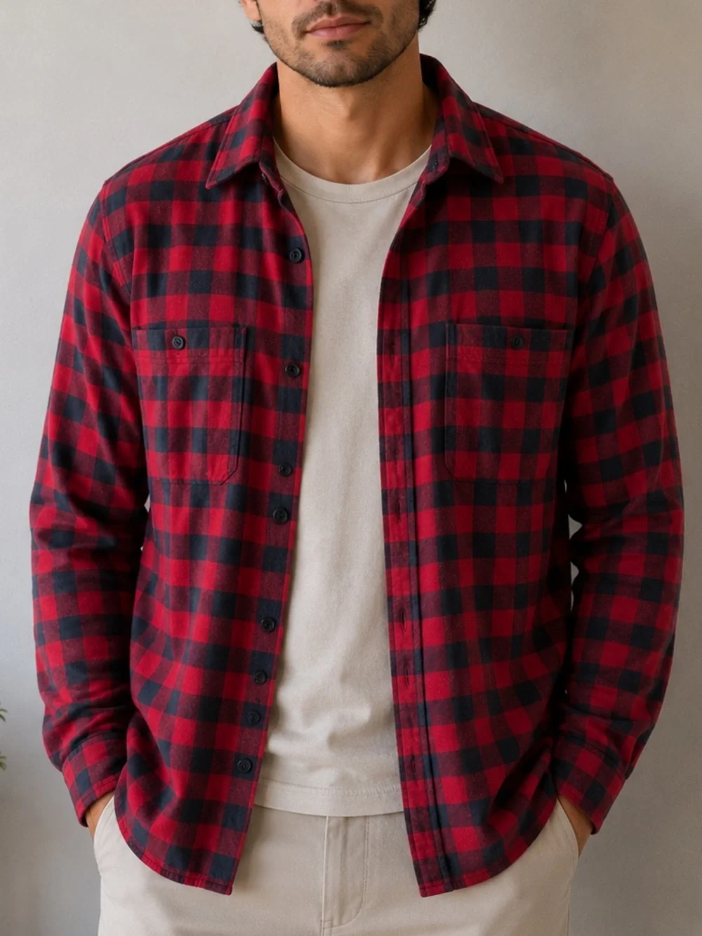 J.Crew Red & Black Buffalo Plaid Flannel Shirt – Size Large